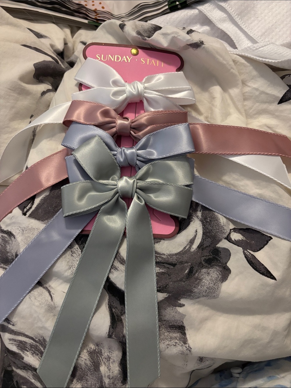 Sunday State Satin Bow Headbands — White, Pink, Light Blue, Sage
